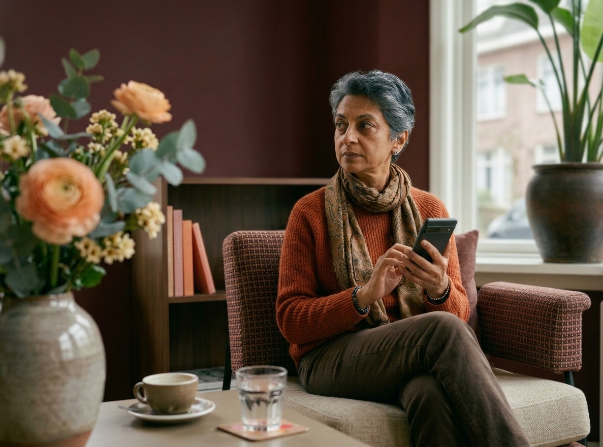 Vrouw op foto neemt contact op met CHF